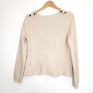 Boden knit sweater cream size 10. Boat neck button shoulder